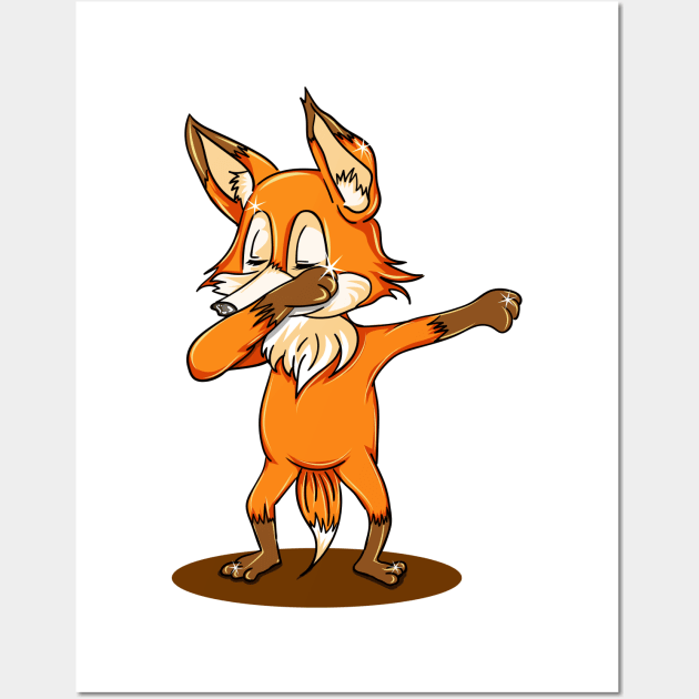 'Dabbing Dancing Fox' Funny Dabbing Animal Gift Wall Art by ourwackyhome